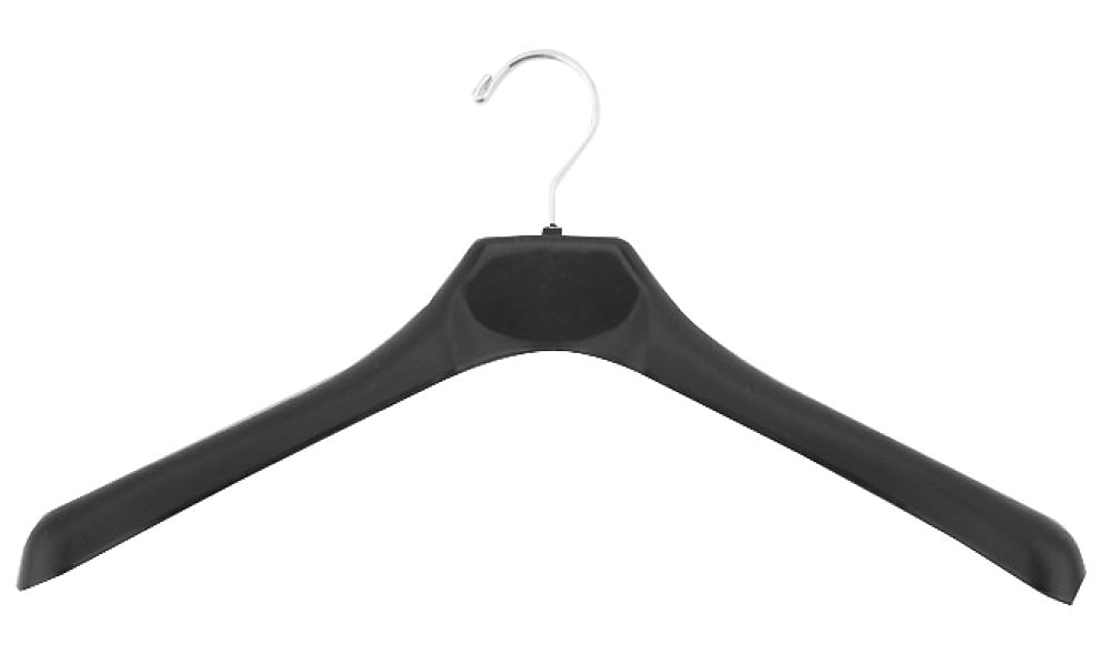 NAHANCO 18" Sturdy Plastic Concave Wide Shouldered Jacket Hanger, Black, 50/Pack (2463)