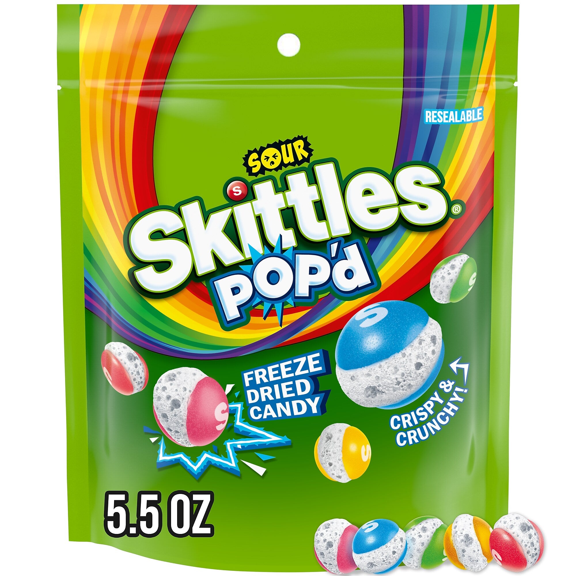 SKITTLES POP'd Sour Freeze Dried Candy, Assorted Flavors, 5.5 oz. (471767)