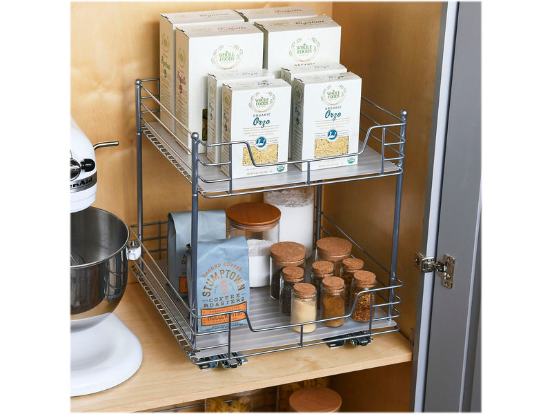 Household Essentials Glidez Steel 2-Tier Storage Organizer, Silver (25314-1)