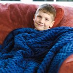 Bouncyband Soft Fleece 7 lb. Weighted Small Sensory Blanket for Kids, 56" x 36", Blue/Green (BBALPWB7BU)