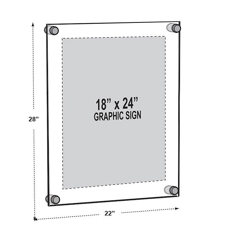 Azar Poster Holder, 22" x 28", Wall Mounted, Black, Acrylic (105524-BLK)