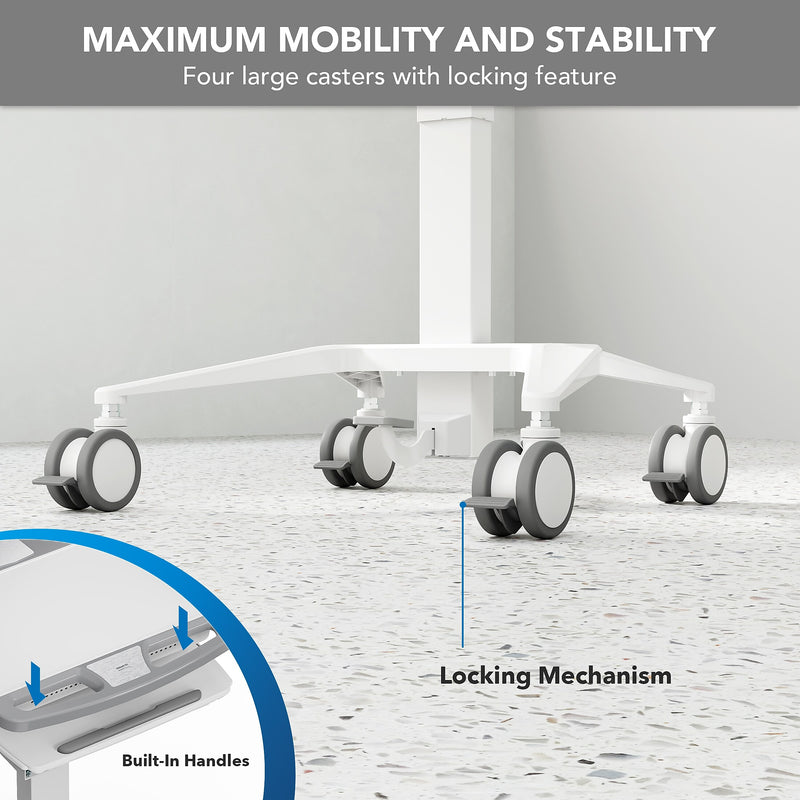 Mount-It! MedHub Mobile Medical Cart Workstation with Locking Caster Wheels, White/Grey (MI-16003)