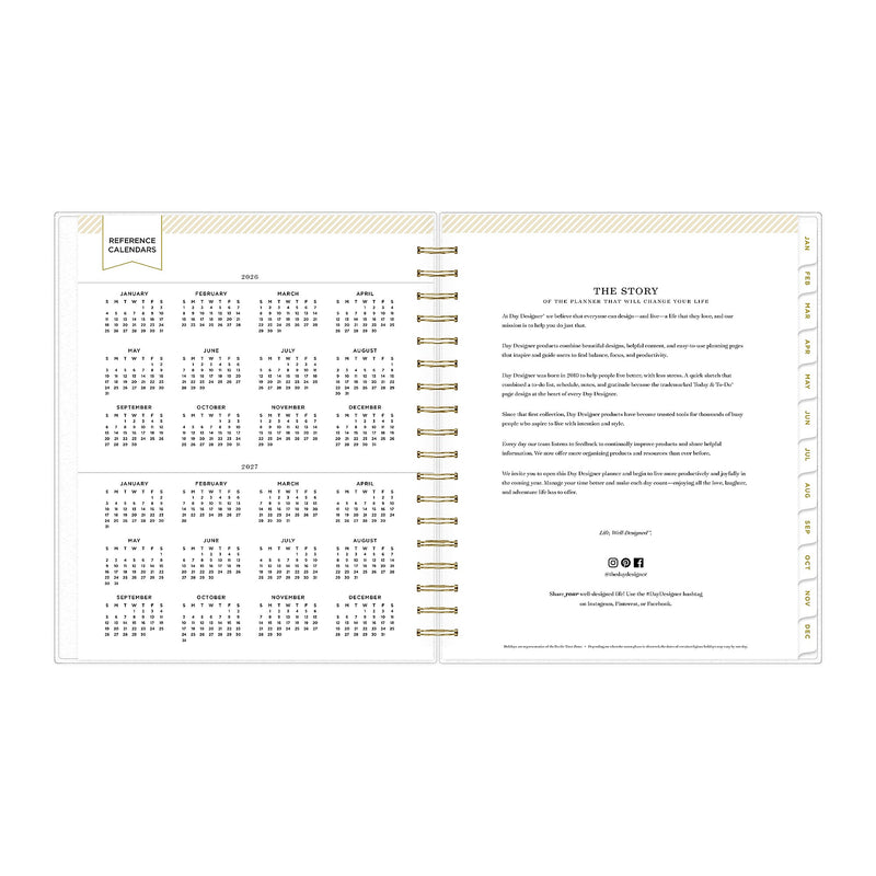 Planning Calendar DD Rugby Stripe Navy Frosted PP 8x10 RY26 Daily/Mthly Safety Wirebound -