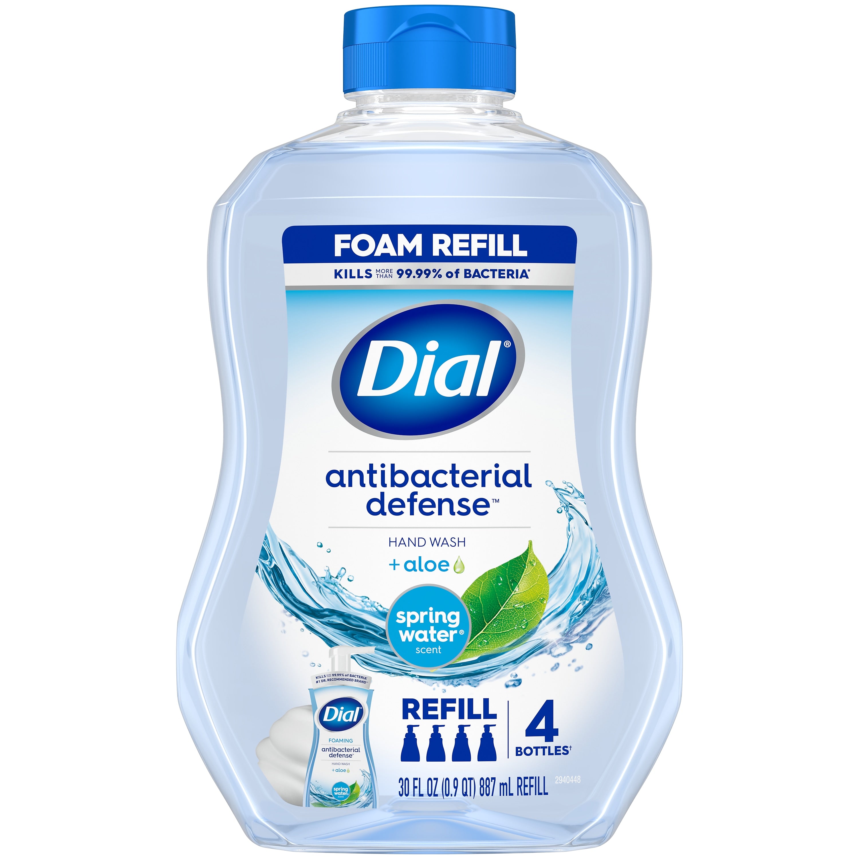 Dial Antibacterial Defense Foaming Hand Soap Refill, Spring Water Scent, 30 Fl. Oz. (17000350875)
