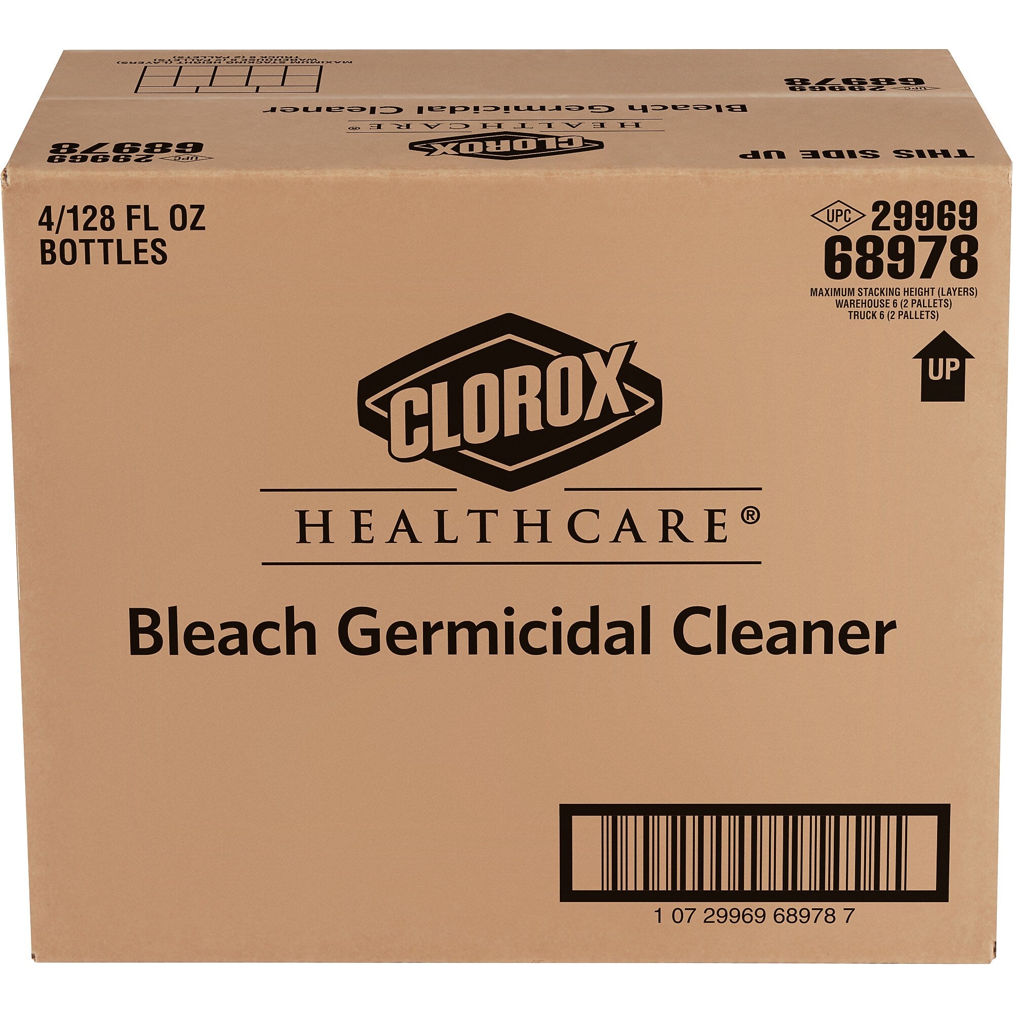 Clorox Healthcare Bleach Germicidal Cleaner Refill, 128 oz., 4/Carton (68978)