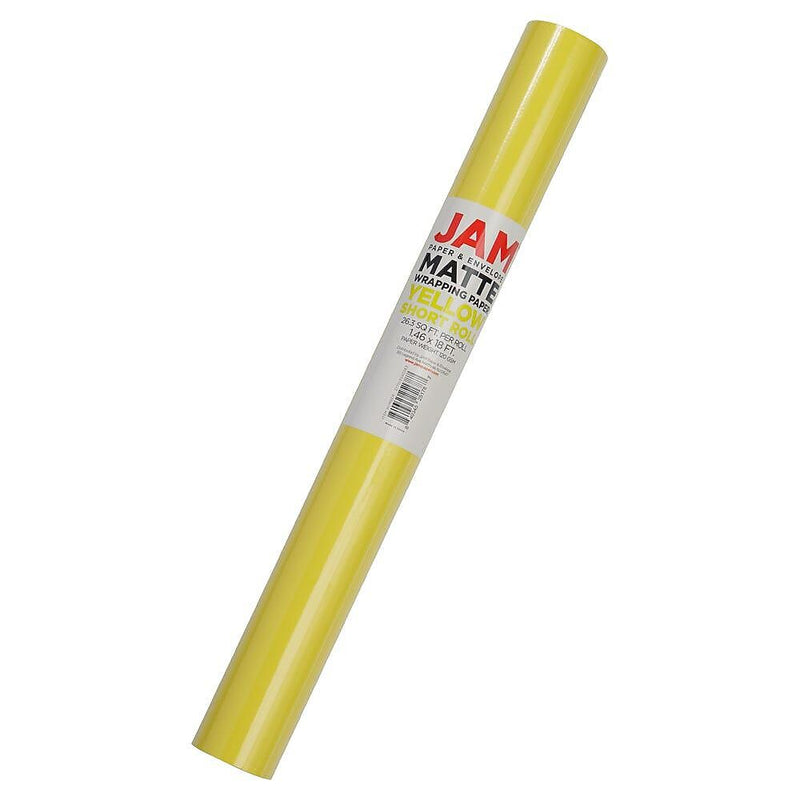 JAM Paper Short Mini Roll Wrapping Paper, 26.3 sq. ft., Yellow, 2/Pack(277013540263a)