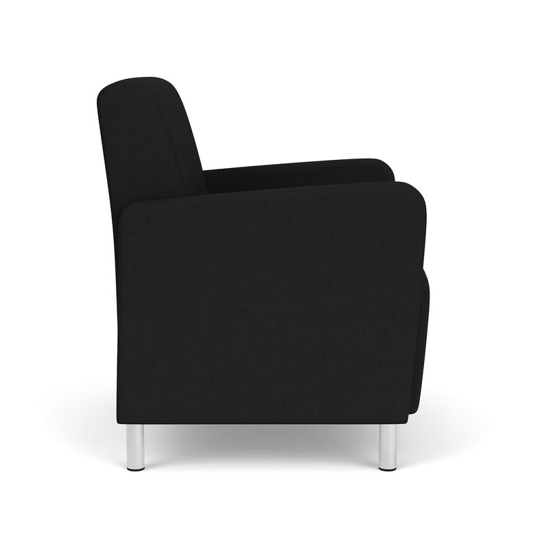 Lesro Ravenna Fabric Guest Chair, Open House Black/Brushed Steel (RV1201.FBS-01OHBK)