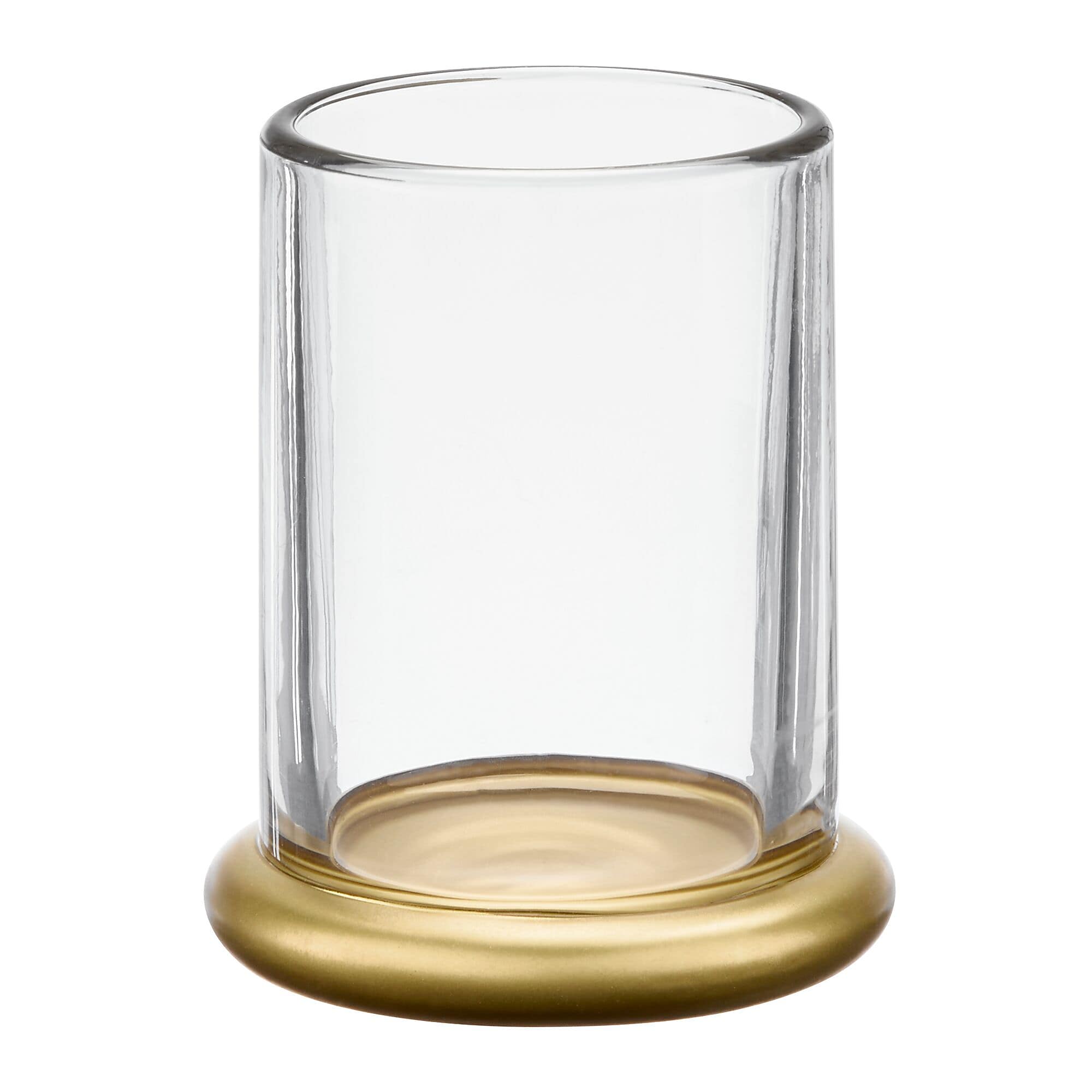 mDesign Glass Pencil Cup, Clear/Soft Brass (26030)