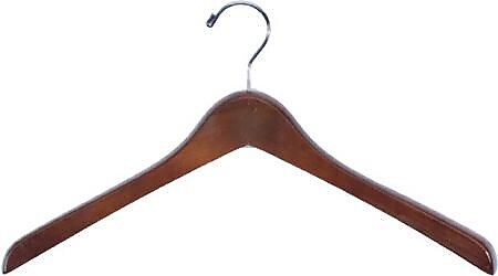 Nahanco 17" Wood Extra Thick Concave Jacket Hanger, Walnut, 40/Pack (2017CH)