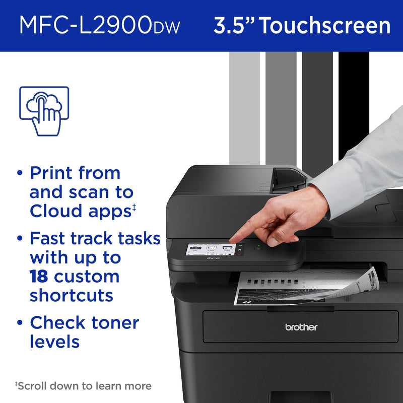 Brother MFC-L2900DW Wireless Black & White All-In-One Laser Printer, Best for Office Only