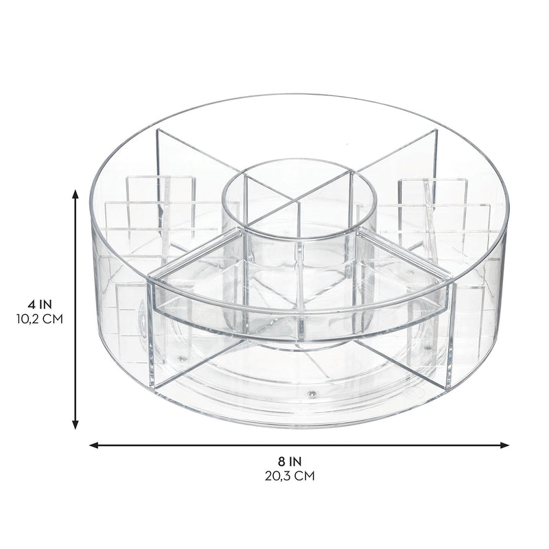 iDESIGN Stackable Rotating Plastic 4-Compartment Desk Organizer, Clear, 2 Piece (29117M2)