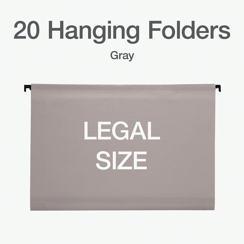 Pendaflex Heavy Duty Reinforced Box Bottom Hanging File Folder, Straight, Legal, Light gray, 20/Box (1006980)