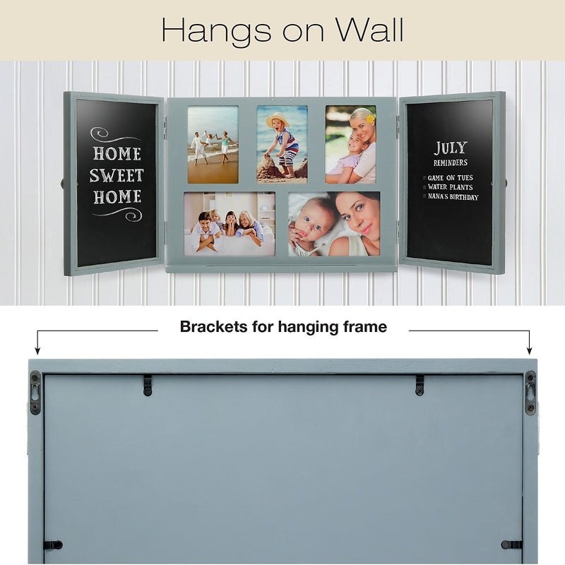 Excello Global Products Barndoor Picture Frame with Chalkboard, Gray (EGP-HD-0413C)