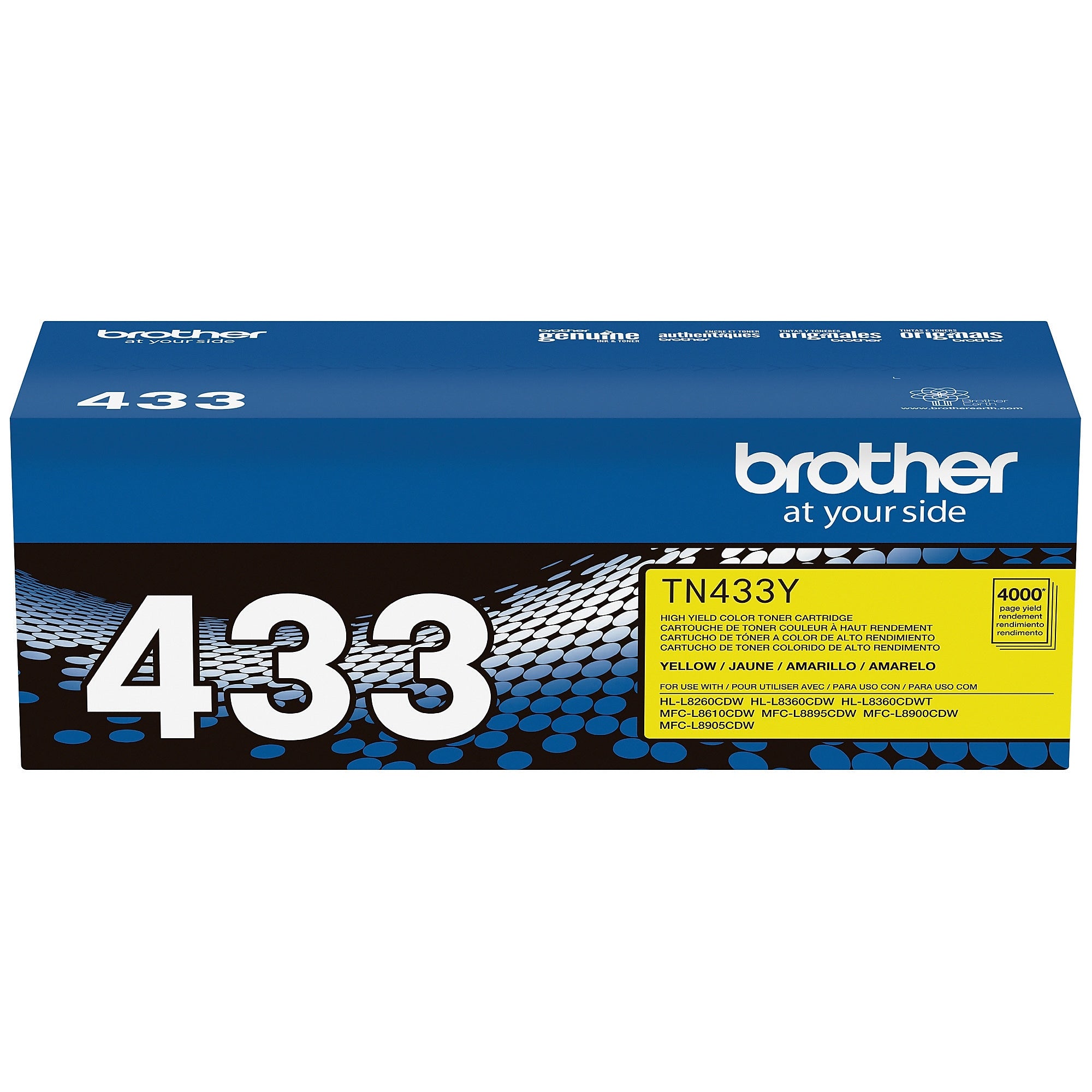 Brother TN-433 Yellow High Yield Toner Cartridge, Print Up to 4,000 Pages   (TN433Y)