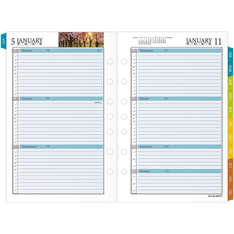2026 AT-A-GLANCE Zenscapes 8.5" x 5.5" Weekly & Monthly Planner Refill Pages, Multicolored (281-285Y-26)