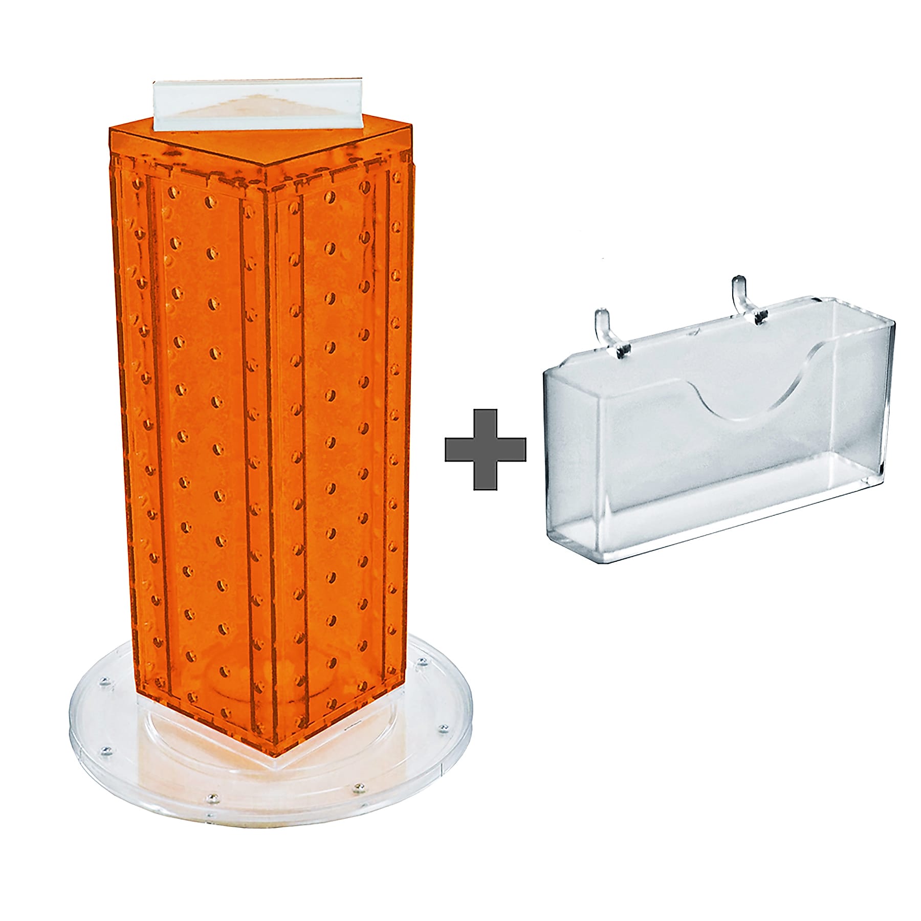 Azar Displays 13"H x 4"W x 4"D Pegboard Counter Gift Card Holder Orange
