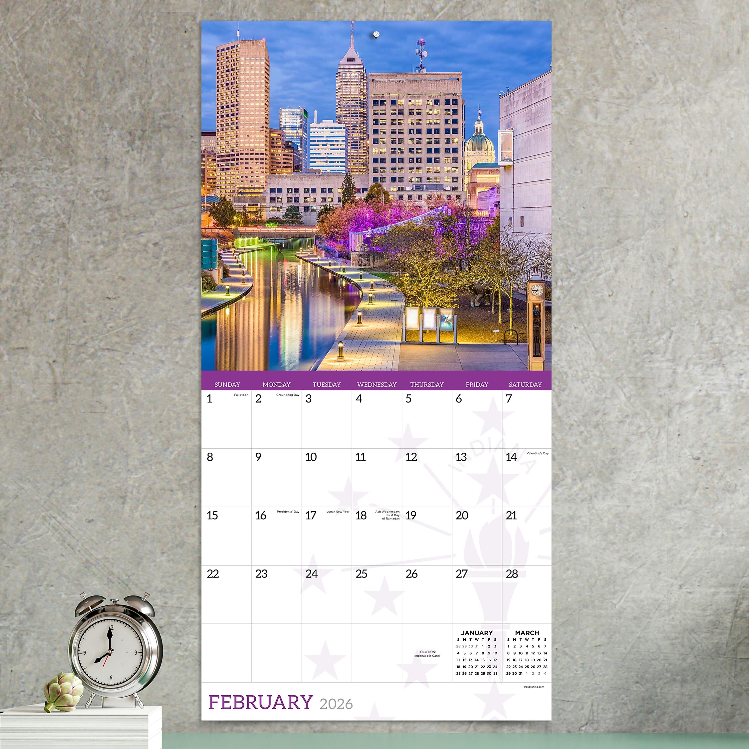 2026 TF Publishing Indiana 12" x 12" Monthly Wall Calendar, Multi (26-1038)