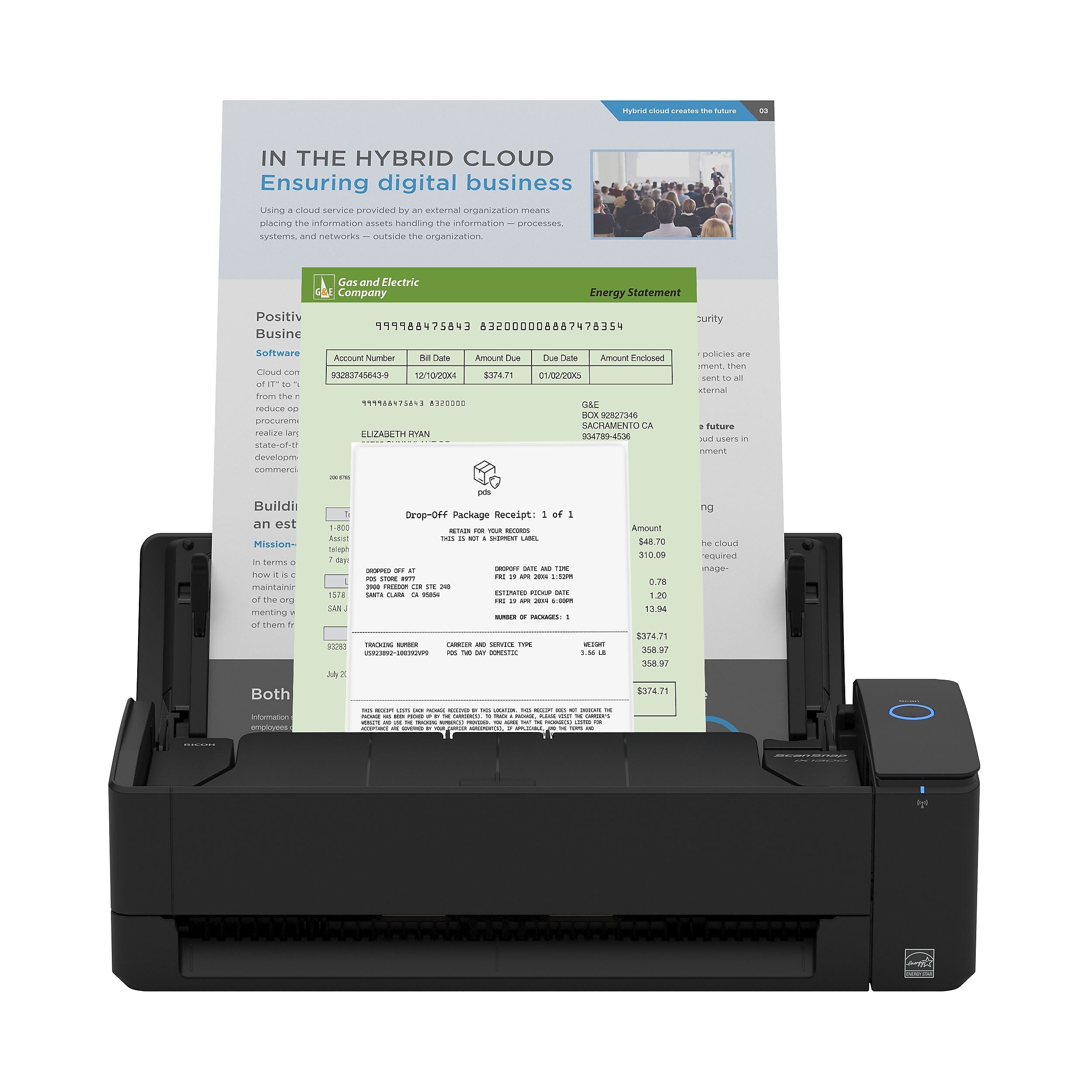 RICOH ScanSnap IX1300 Wireless Duplex Document Scanner, Black (PA03805-B105)