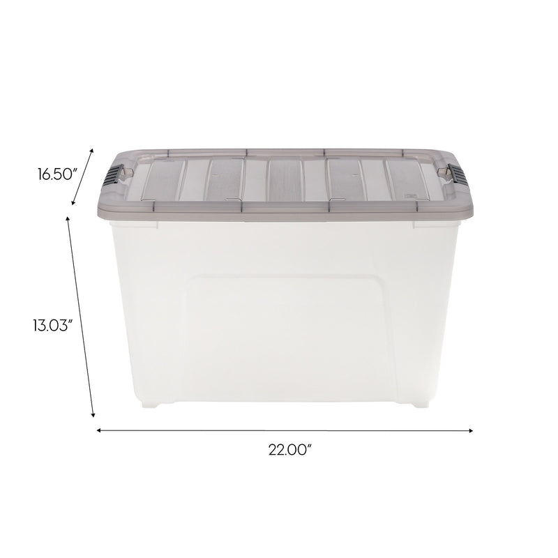 Iris 53 Quart Storage Bin with Latching Lid, Plastic, Clear, 5/Pack (500149)