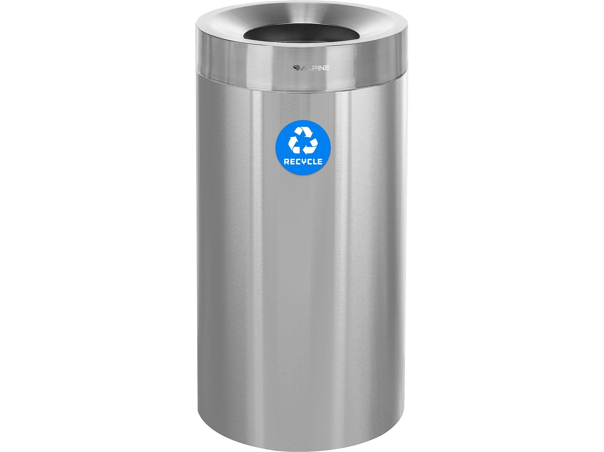 Alpine Industries Stainless Steel Recycling Bin, 27 Gallon, Silver (ALP475-27-R)