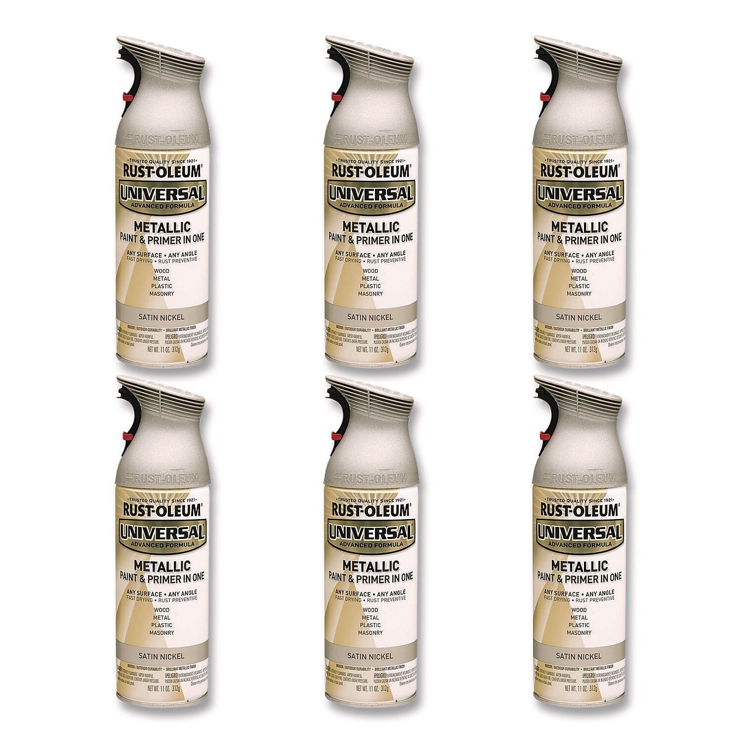 Rust-Oleum Universal Premium Spray Paint, Nickel, 12 oz., 6/Carton (249130)