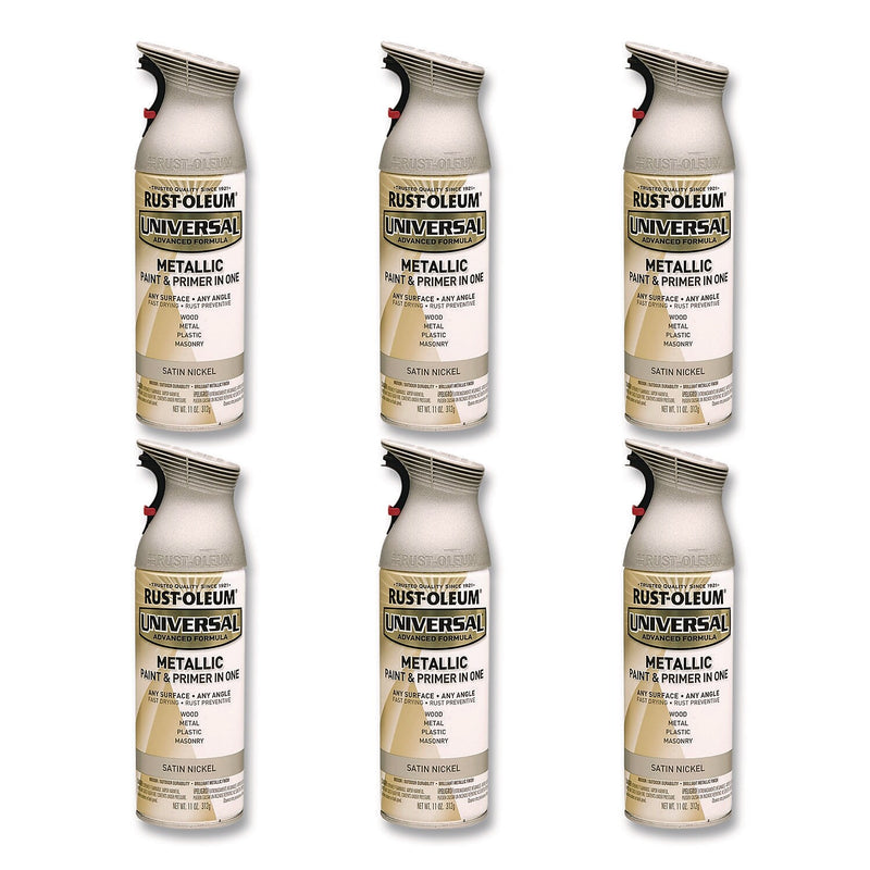 Rust-Oleum Universal Premium Spray Paint, Nickel, 12 oz., 6/Carton (249130)