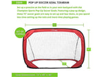Champion Sports Pop-Up Soccer Goal, Red/Black (SG64)