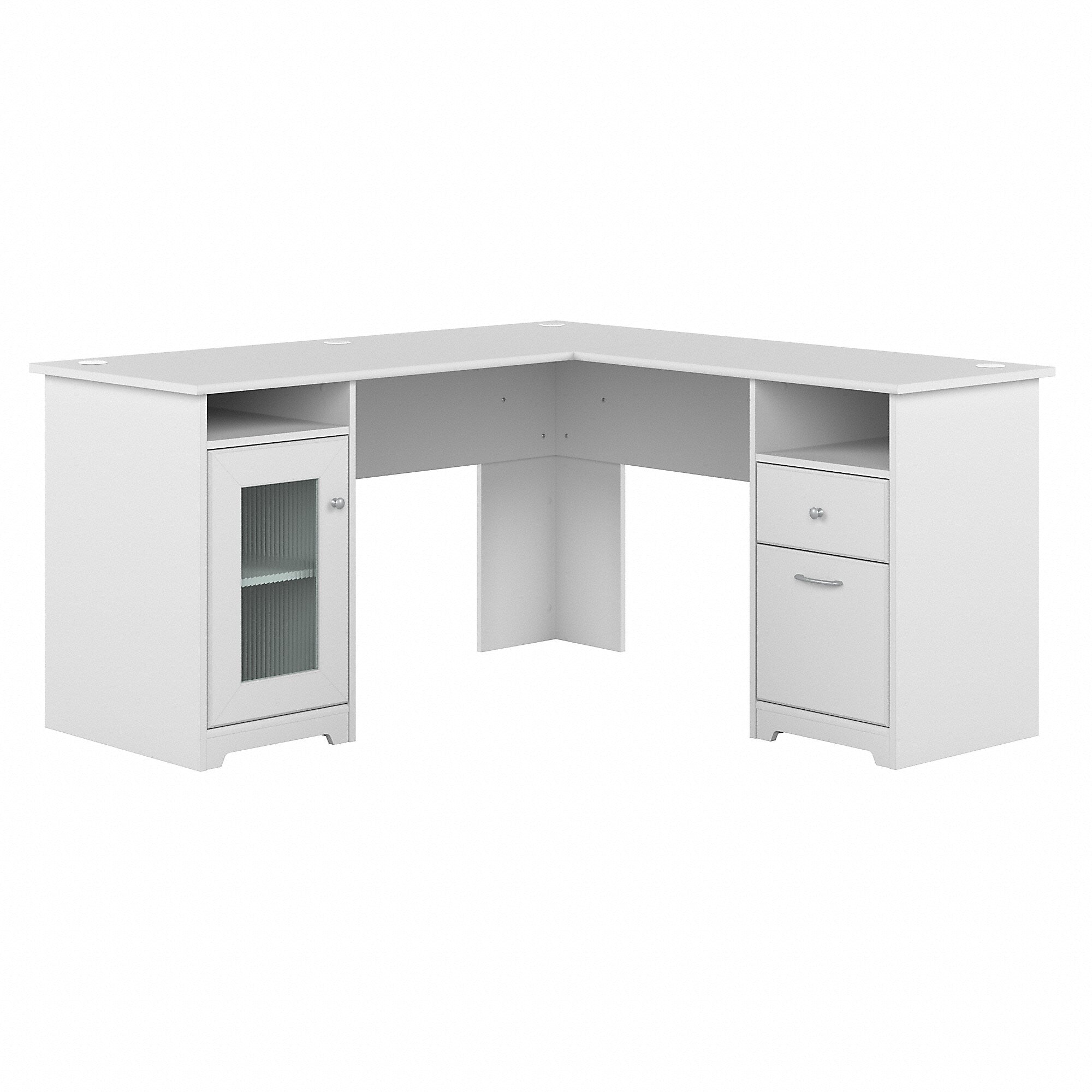 Bush Furniture Cabot 60"W L Shaped Computer Desk with Storage, White (WC31930K)
