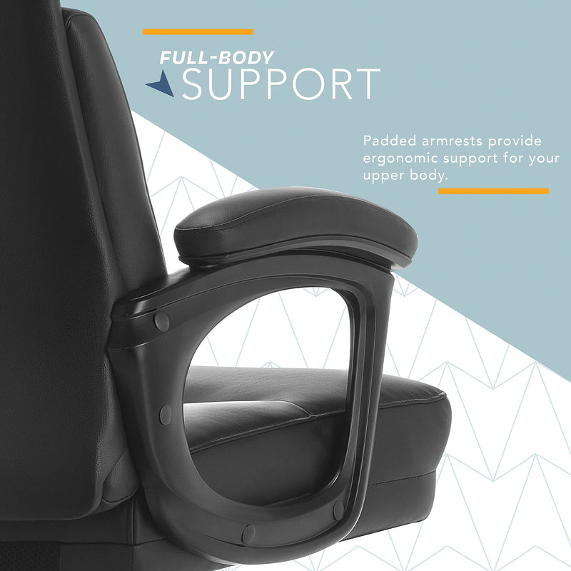 Click365 Classic Ergonomic Bonded Leather Swivel Executive Chair, Black (CCHR10022B)