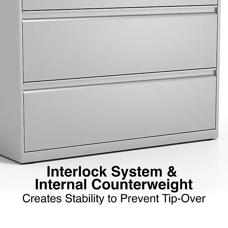 Alera 4-Drawer Lateral File Cabinet, Letter/Legal Size, Lockable, 52.5"H x 42"W x 18.63"D, Light Gray (ALEHLF4254LG)