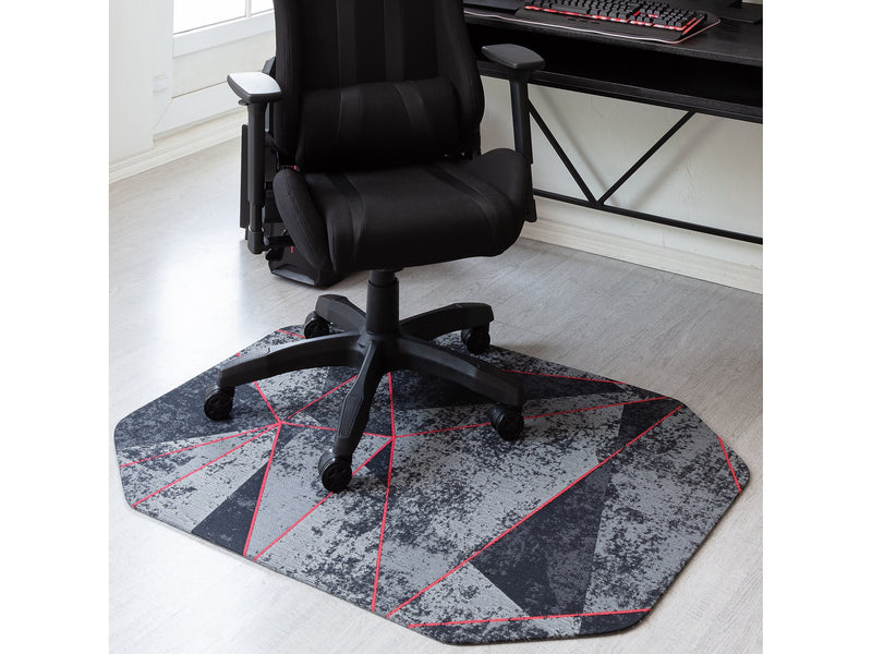 Anji Mountain Rug'd Cracked Ice Carpet & Hard Floor Chair Mat, 36" x 48", Gray/Red (AMB9103)