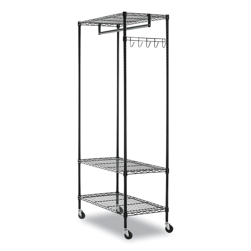 Alera Wire Garment Rack, 5 Hooks, Steel, 48" x 18" x 75", Black (GR354818BL)