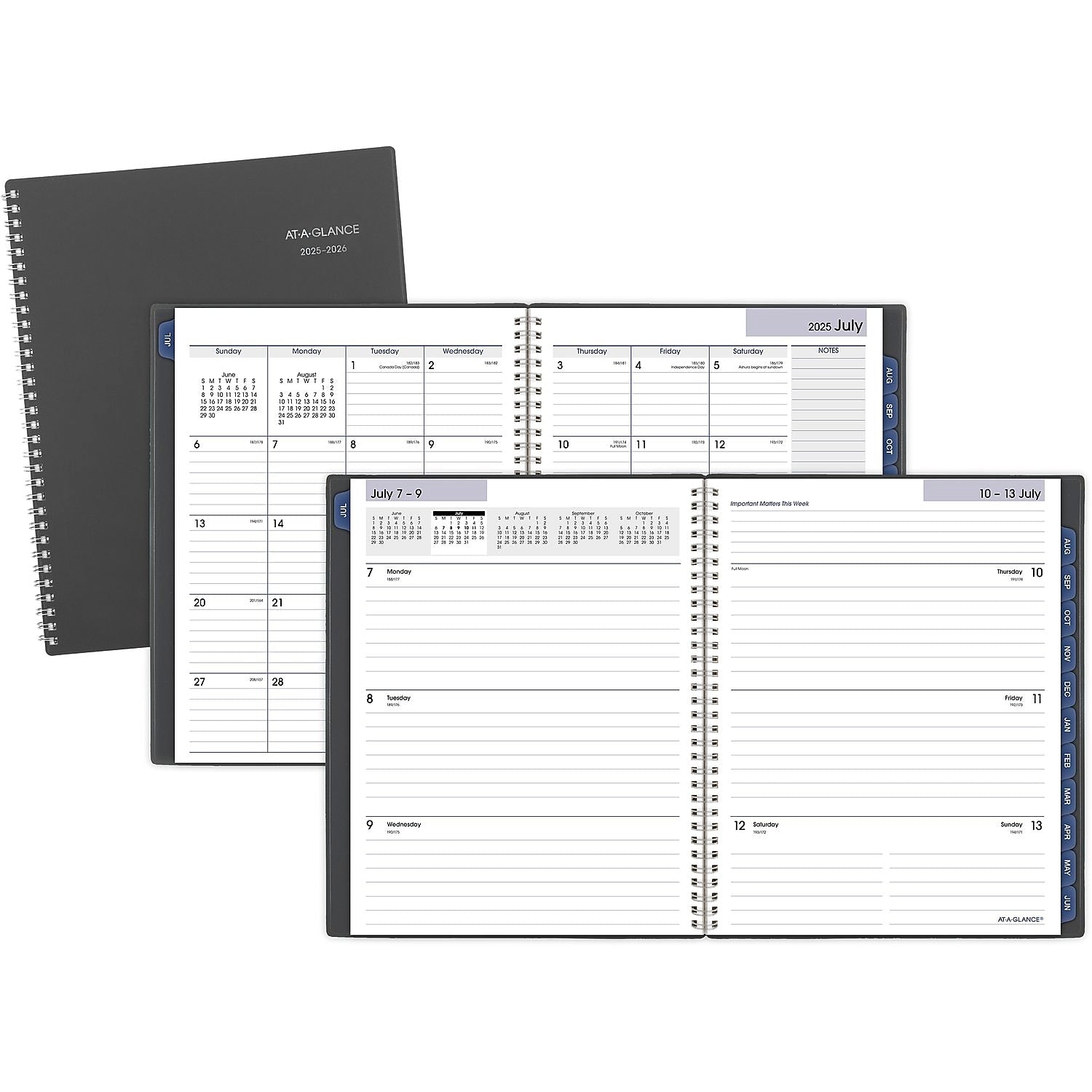 2025-2026 AT-A-GLANCE DayMinder 8.5" x 11" Academic Year Weekly & Monthly Planner, Plastic Cover, Charcoal (AYC545-45-26)