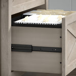 Bush Furniture Key West 60"W L Shaped Desk with File Cabinets and 5 Shelf Bookcase, Washed Gray (KWS017WG)