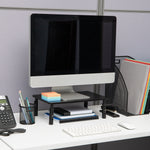 Mind Reader Ventilated Adjustable Monitor Stand, Up to 44 lbs., Black (4LEGMET-BLK)