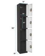 AdirOffice 72" 4-Tier Black and White Storage Locker, 4/Pack (ADI629-204-B-W-PKG-4)