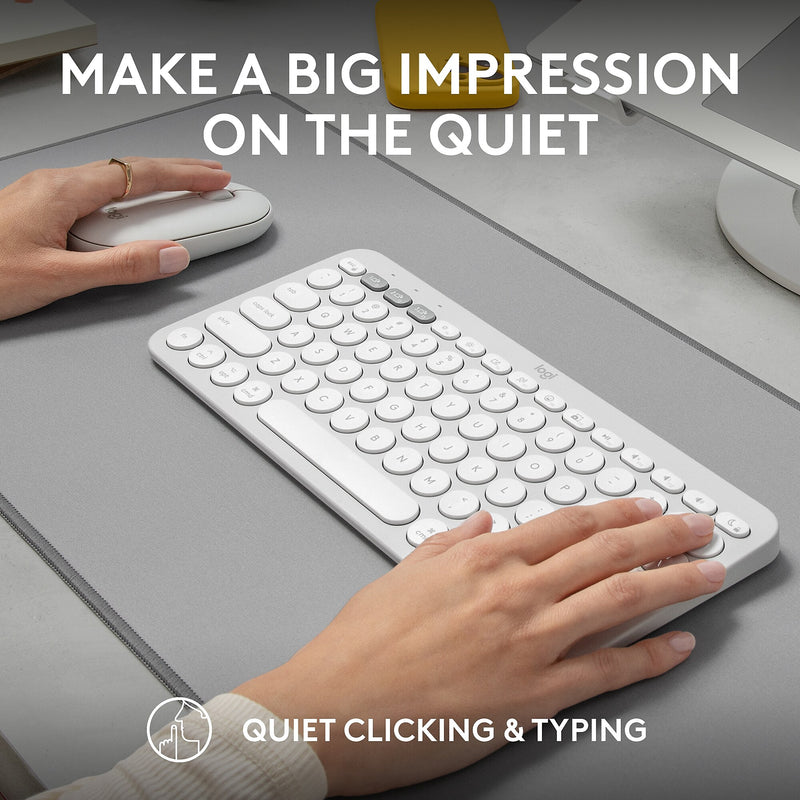Logitech Pebble 2 Wireless Ergonomic Keyboard and Optical Mouse Combo for Mac, Tonal White (920-012201)