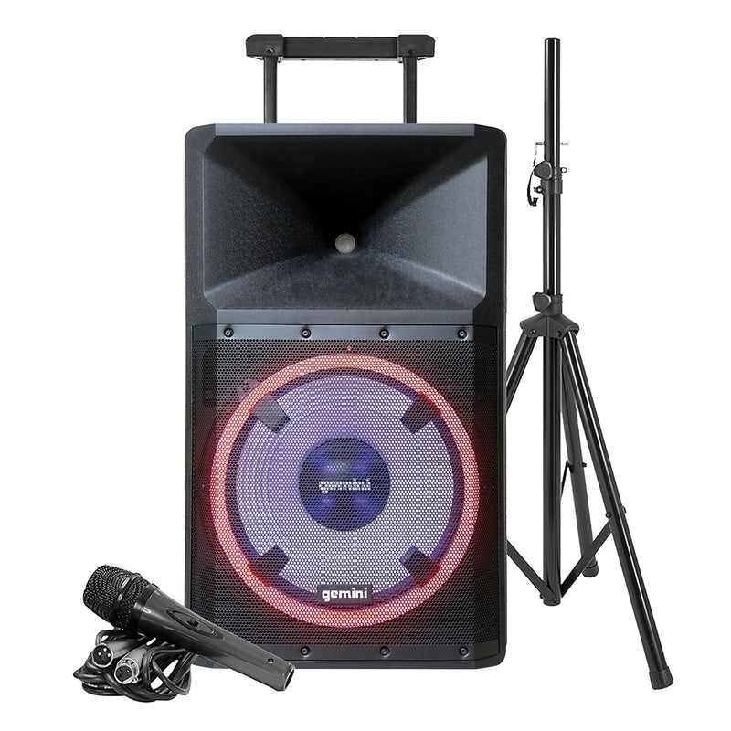 Gemini Ultra-Powerful Bluetooth 2,200-Peak-Watt Speaker with Party Lights/Microphone/Stand, Multicolored (GCIGSPL2200PK)