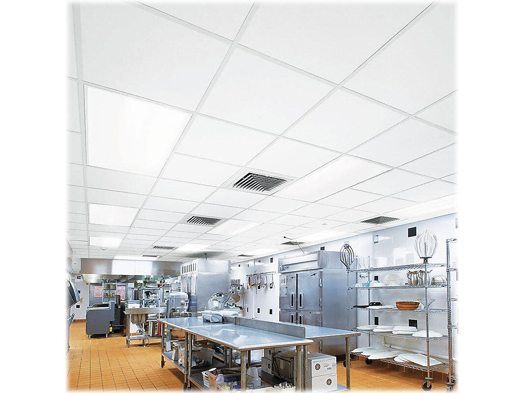 Armstrong KITCHEN ZONE Square Lay-In Edge Ceiling Tile, 24" x 24", White, 16/Carton (BP673)
