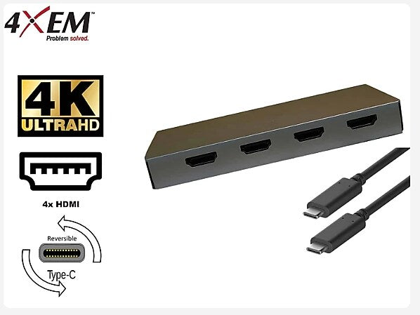4XEM 6-in-1 4 HDMI port USB-C Dock (4XUSBCHUB09)