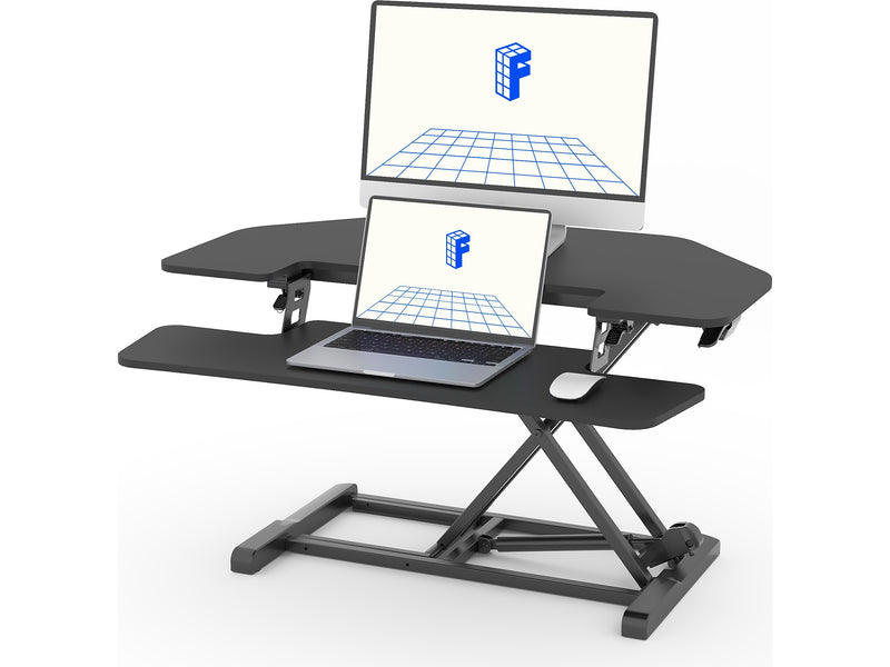 FlexiSpot M7 Series 36"W Manual Rectangular Adjustable Standing Desk Converter, Black (M7-E-36C)