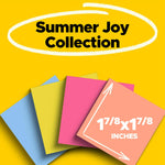 Post-it Super Sticky Notes, 1 7/8" x 1 7/8", Summer Joy Collection, 90 Sheets/Pad, 8 Pads/Pack (622-8SSJOY)
