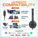 Delton 12Y Noise-Canceling Stereo On-Ear Headset, USB Type-A (DWH12YAC)