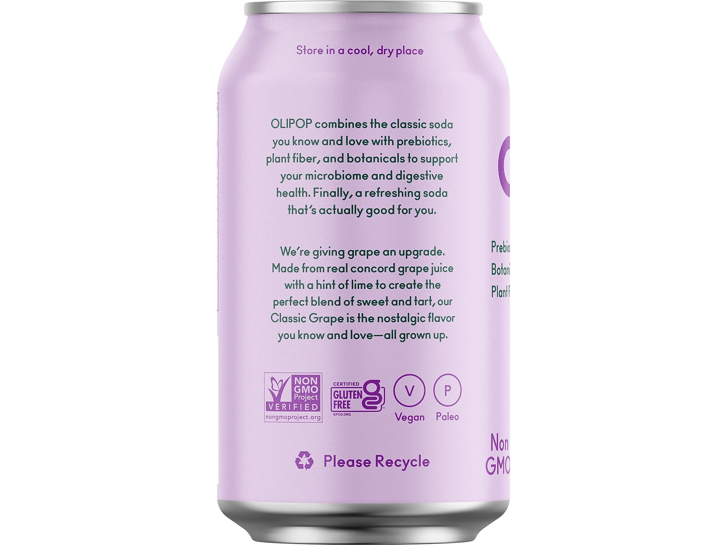 Olipop Prebiotic Classic Grape Soda, 12 fl. oz., 12 Cans/Case (ICO70287)