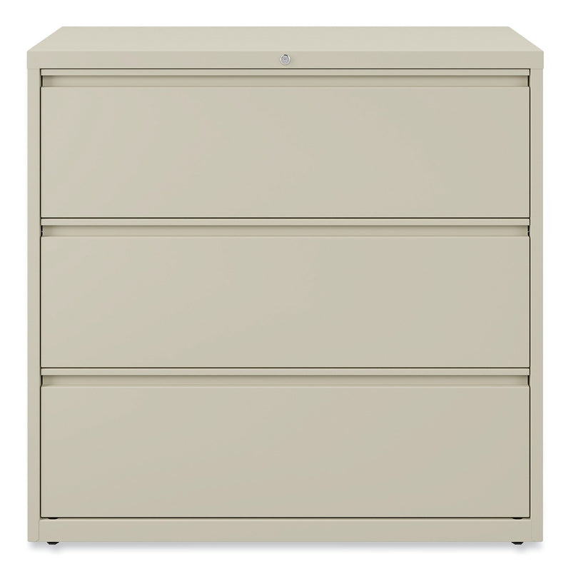 Alera 3-Drawer Lateral File Cabinet, Letter/Legal Size, Lockable, 40.25"H x 42"W x 18.63"D, Putty (ALEHLF4241PY)