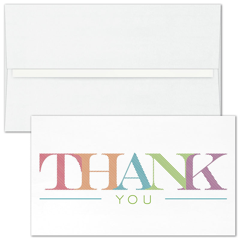 "Colorful Thank You"   Card w/ White Unlined Envelope, 25/BX