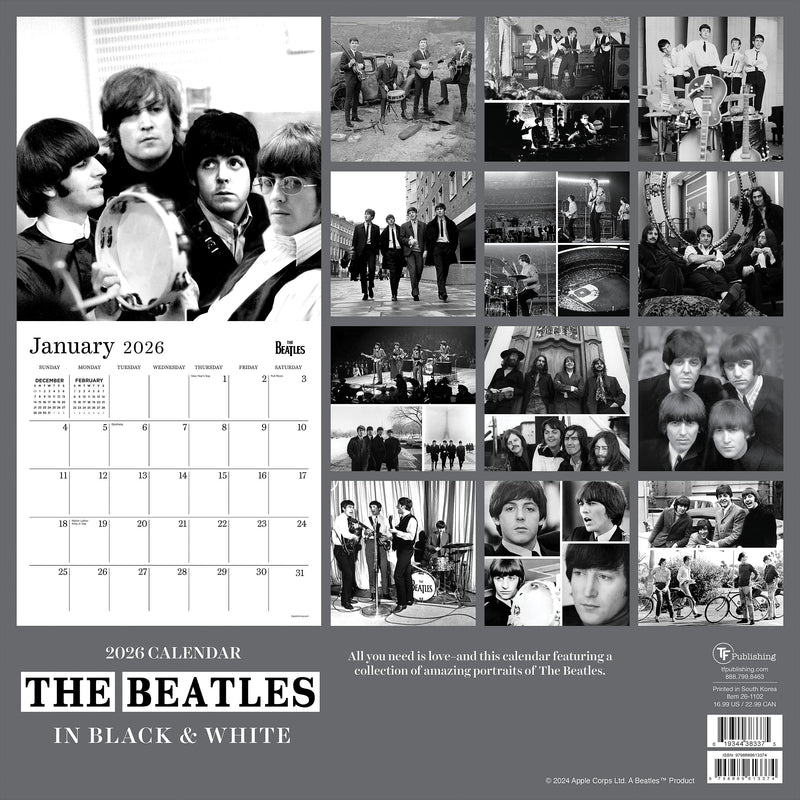 2026 TF Publishing 12" x 17" TF Publishing 12" x 12" The Beatles: In Black & White 26-1102