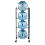 Mind Reader 4-Shelf Mobile Water Jug Stand Holder with Wheels, Metal, Silver (3TJUGWH-SIL)