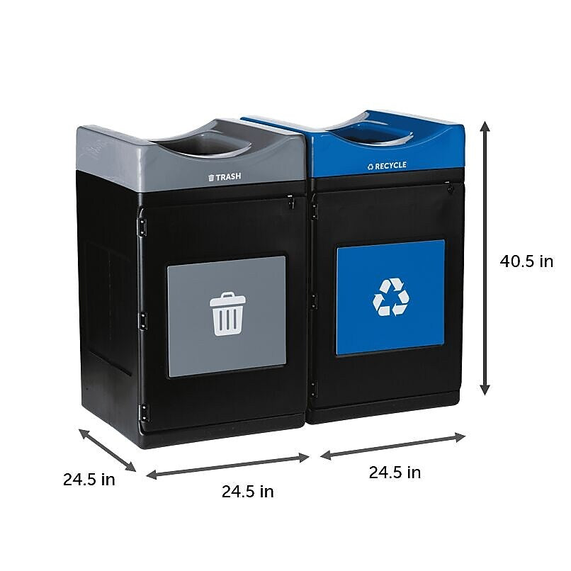 Commercial Zone Avante Polyethylene Dual-Stream Trash and Recycling Center, 110-Gallon, Multicolored (787201MSA)