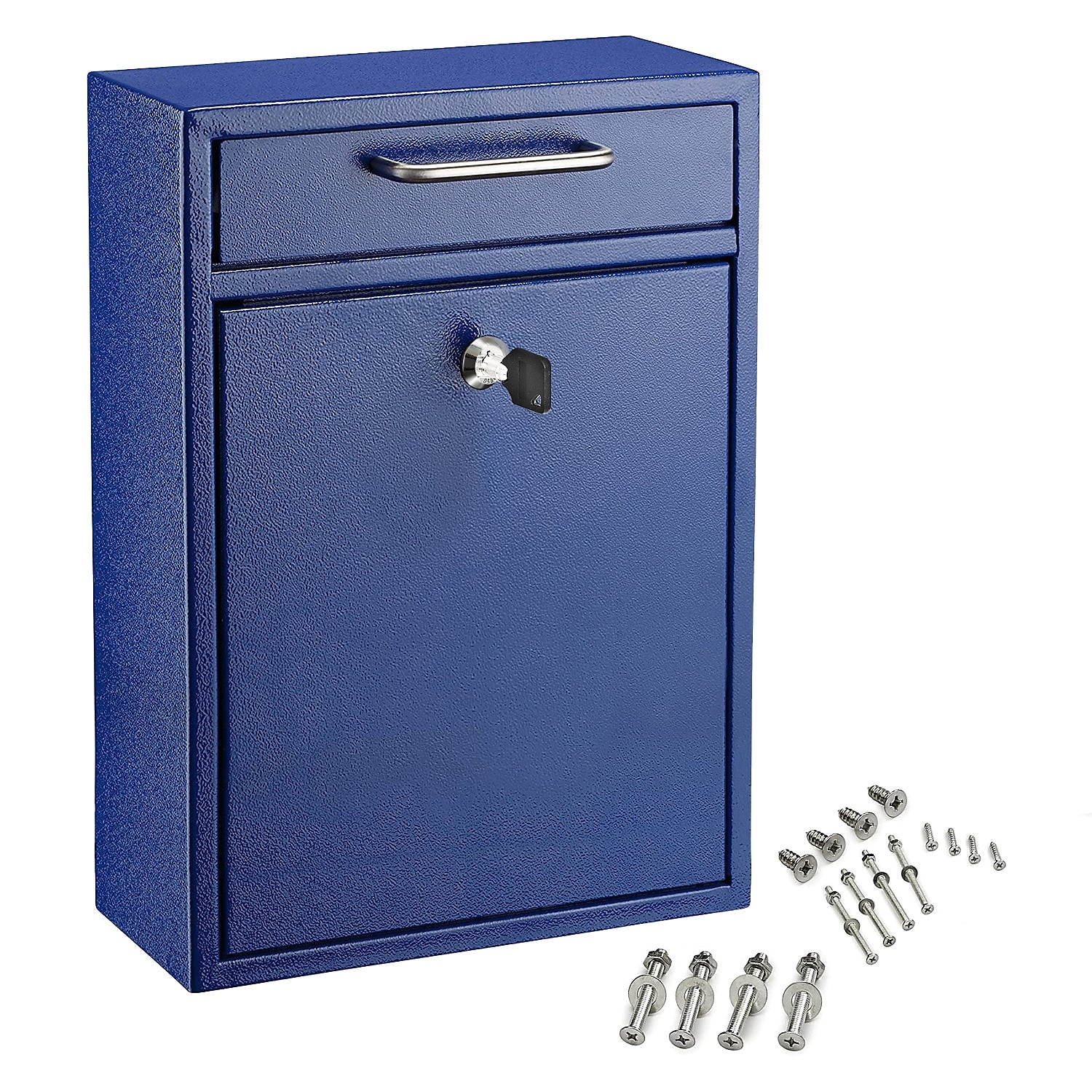 AdirOffice Steel Large Wall Mounted Drop Box Interoffice Mailbox, Key Lock, Blue (631-04-BLU-PKG)